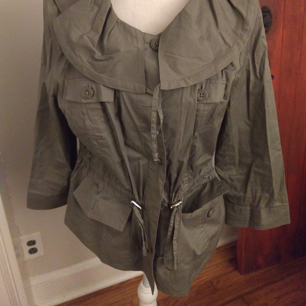 Willi Smith Olive Cotton Pea Coat